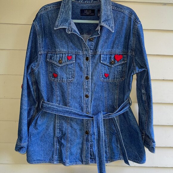 LIZ CLAIBORNE CRAZY HORSE Vintage belted denim jacket - Picture 1 of 10